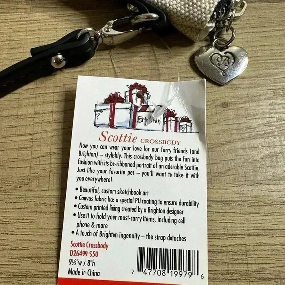 NWT Brighton Crossbody Bag Shopping Scottie Dog Sketchbook Art Canvas NWT - Picture 5 of 8